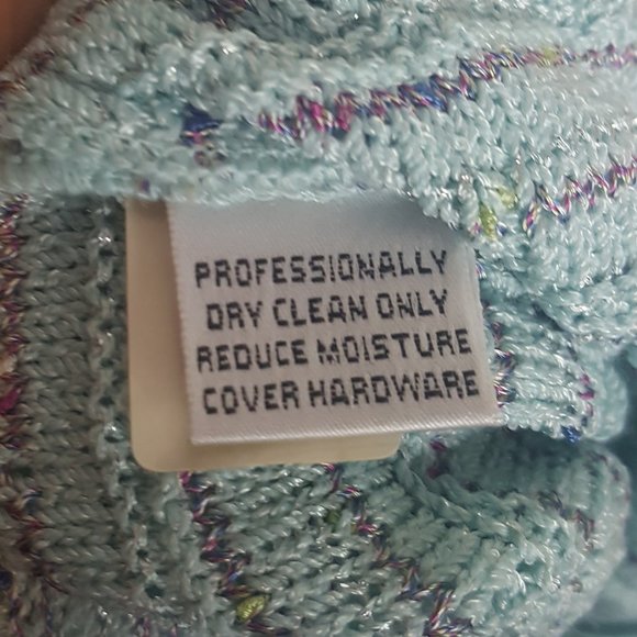 St. John Boucle aqua mint knit blazer jacket sz 10 - Picture 5 of 6